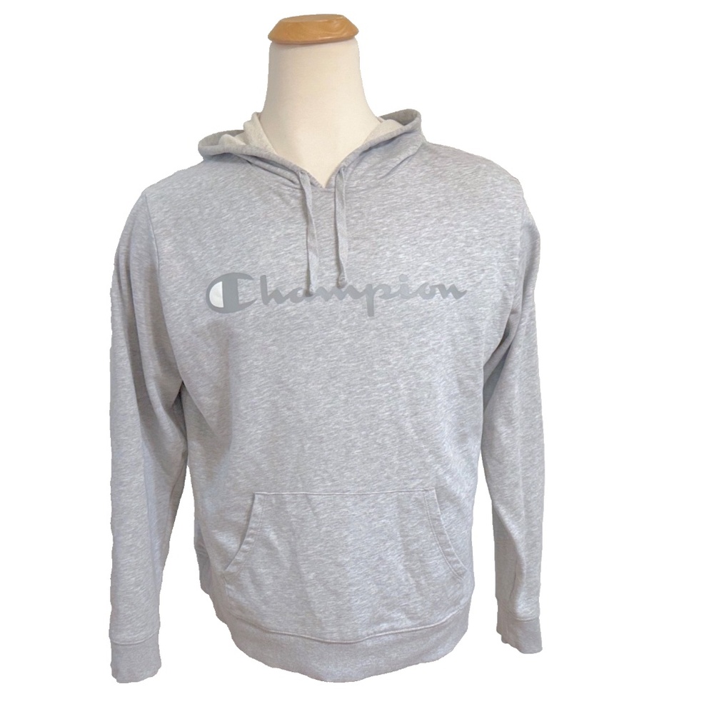 Champion Mens Gray Hooded Sweatshirt Hoodie Shirt XL